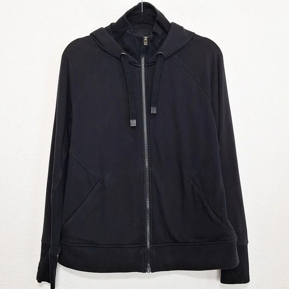 Athleta Tops - Athleta Black Long Sleeve Pockets Gorpcore Goth Athleisure Full Zip Hoodie Sz L